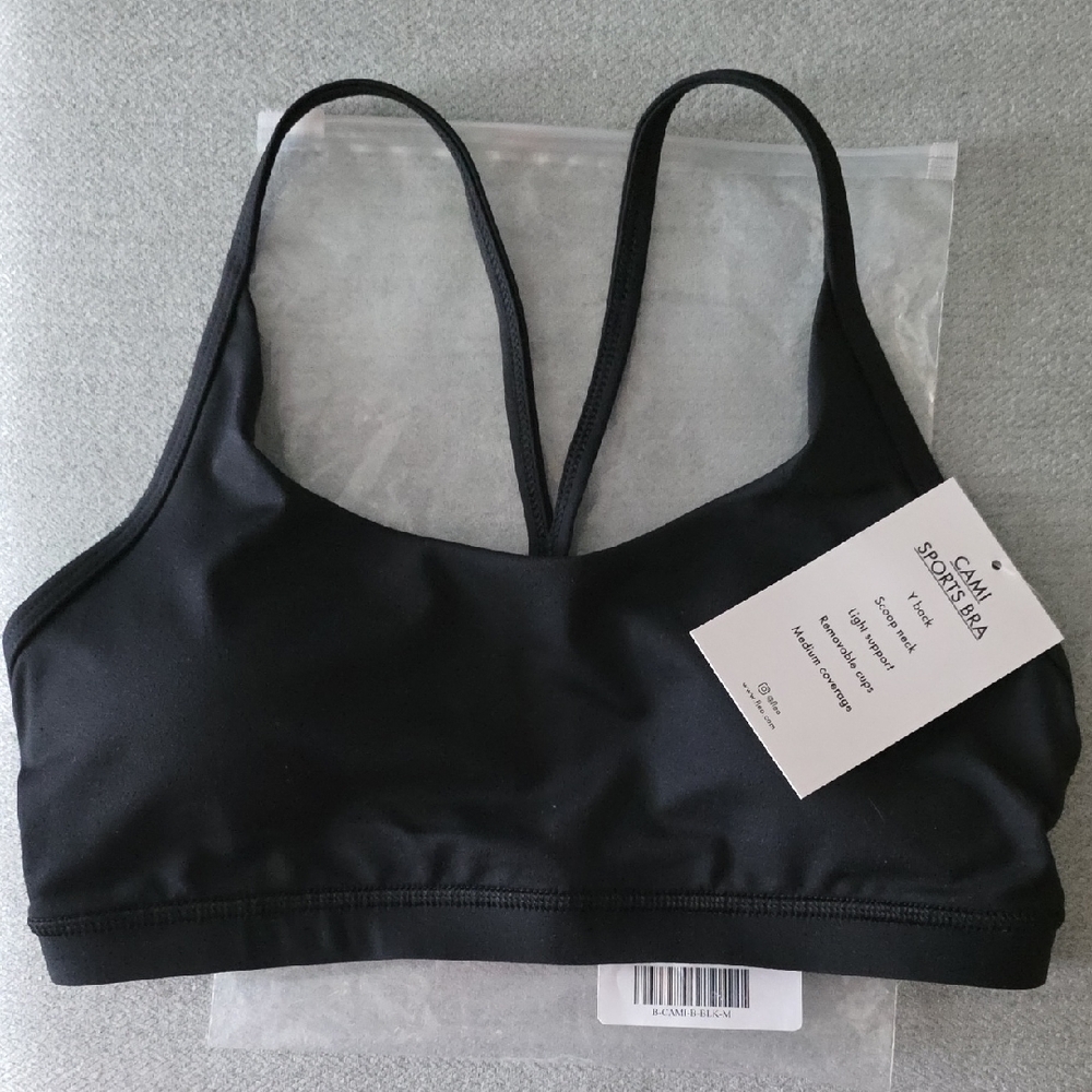 Fleo Black Sports Bra - Minimal Strappy Back